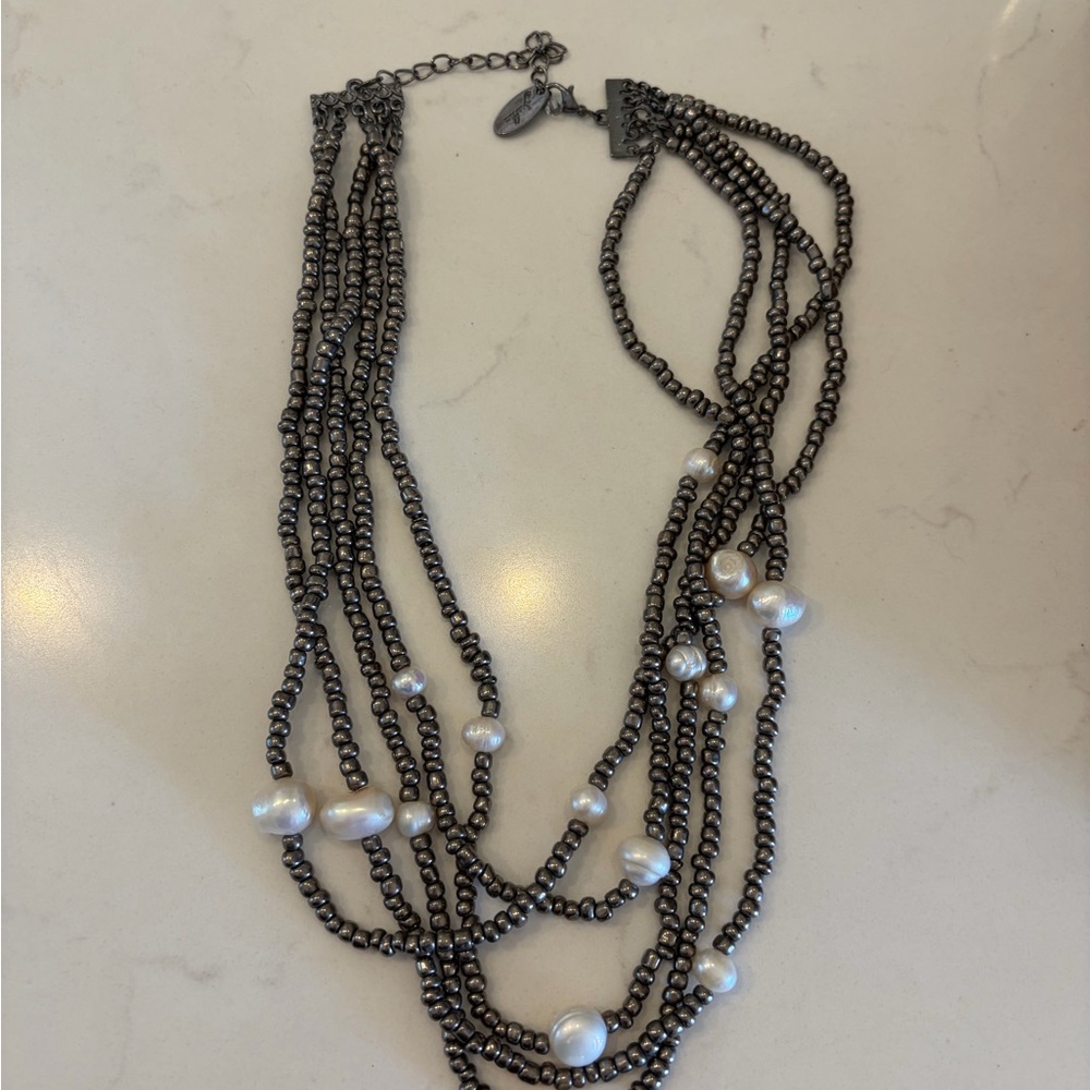 Chic Multi-Strand Black and White Necklace